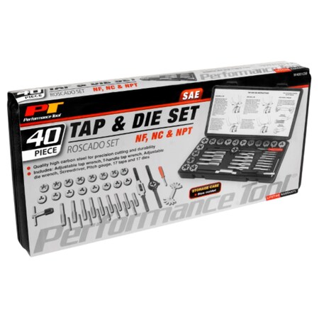 Performance Tool Metal SAE Tap and Die Set 40 pc W4001DB